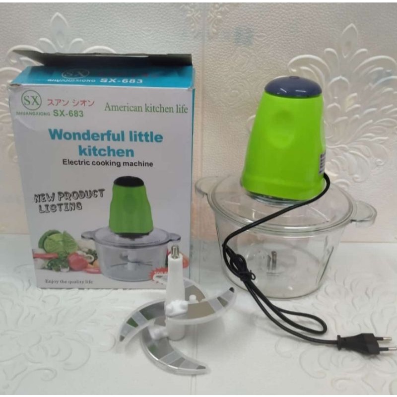 BLENDER DAGING SERBAGUNA SX Shuangxiong Meat Grinder Elektrik 2 Liter 4 Mata Pisau Chopper Penggilin