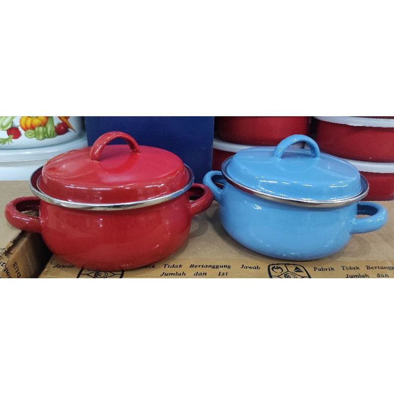 Panci Enamel / Panci / Panci + Tutup (Polos + Tutup Panci 14CM)