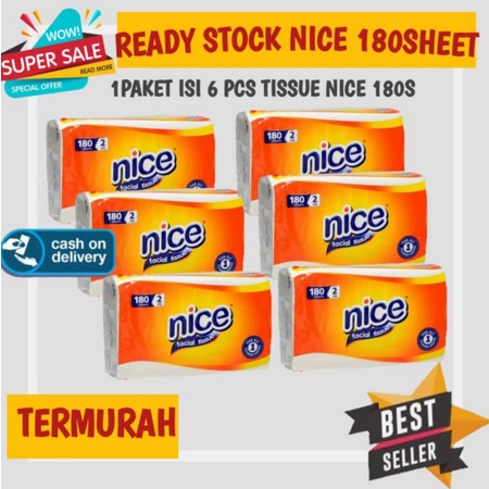 Tissue Tisu Nice 180 Sheet (Paket Hemat isi 6 pcs)