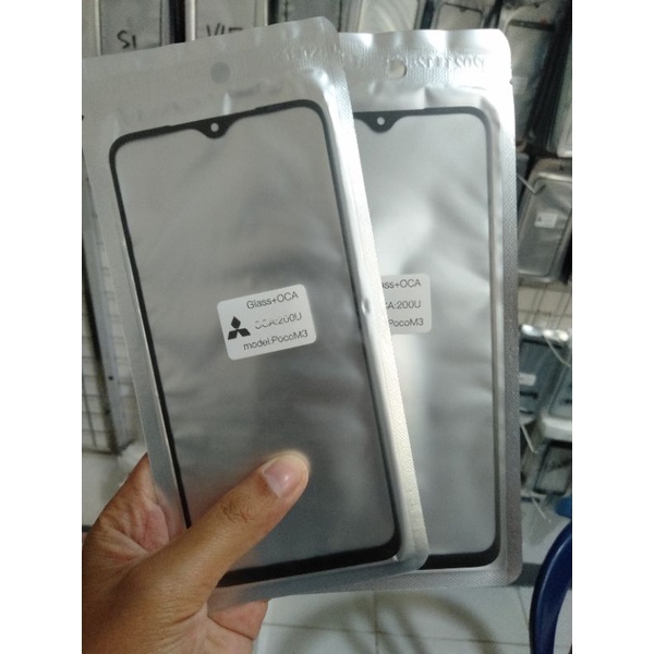 Kaca Lcd kaca depan touchscreen Poco M3 gorilla Glass plus lem Oca