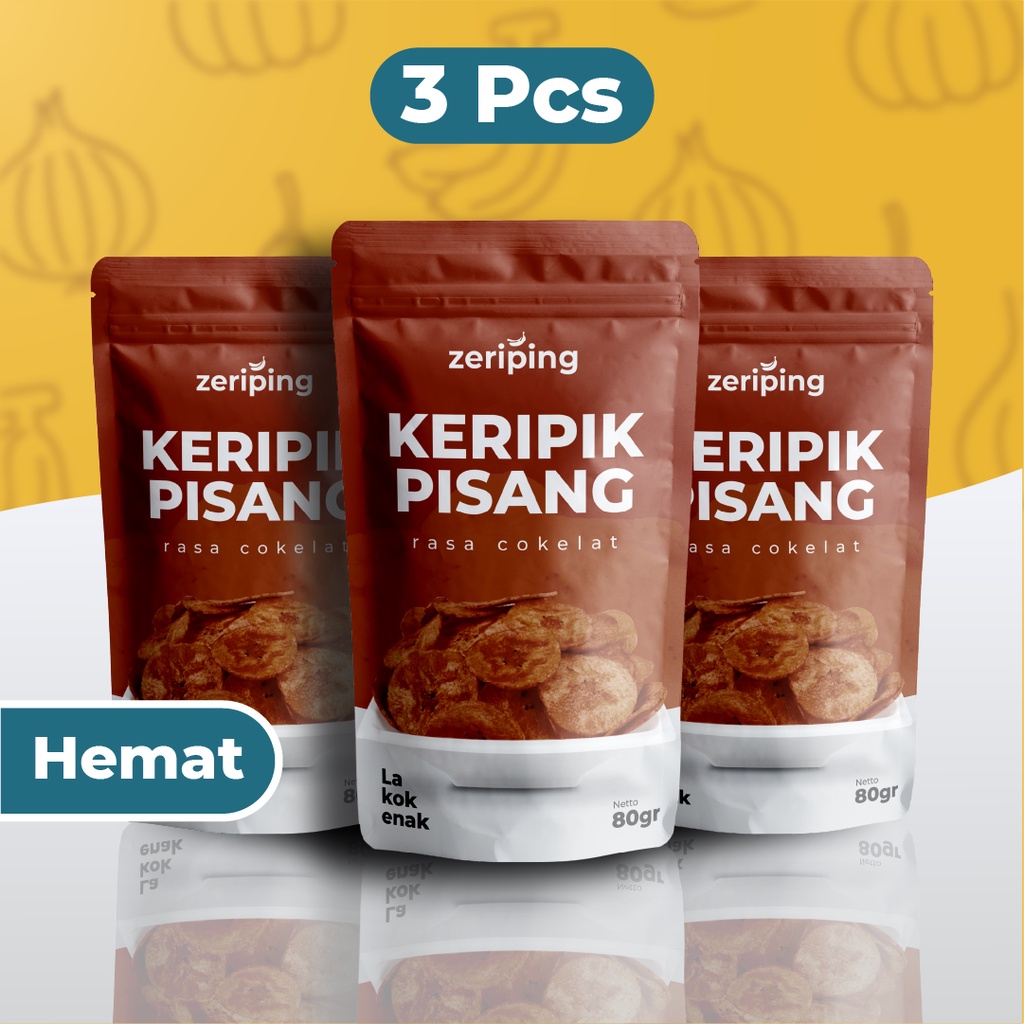 

Zeriping Keripik Pisang Paket 3 pcs Rasa Cokelat - Kripik Pisang Coklat Bumbu Tebal dan Renyah