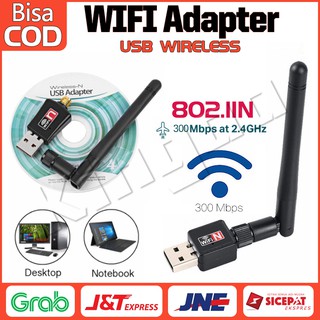 USB Wifi Adapter 300 Mbps + ANTENA Wireless Portable 2.0 NEW Update Laptop dan PC computer STB Set Top Box