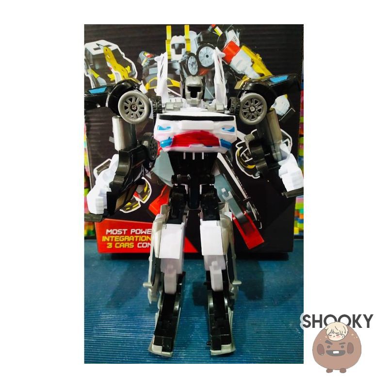 TOBOT TRITAN KOMBINASI 3 ROBOT TOBOT X TOBOT Y TOBOT Z JADI 1 ROBOT - Hitam Putih