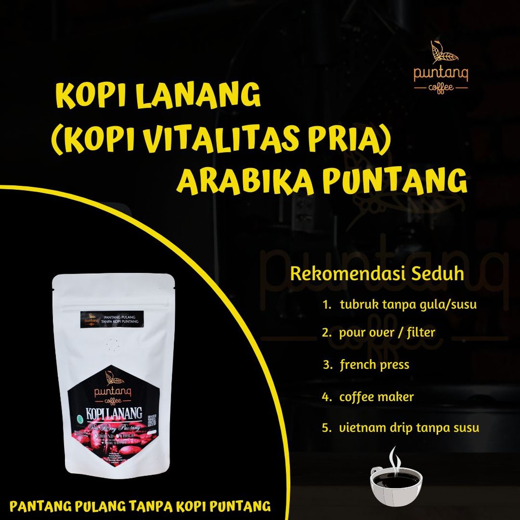 Limited edition! Kopi vitalitas pria lanang/peaberry/jalu arabika puntang coffee arabika 250g-1