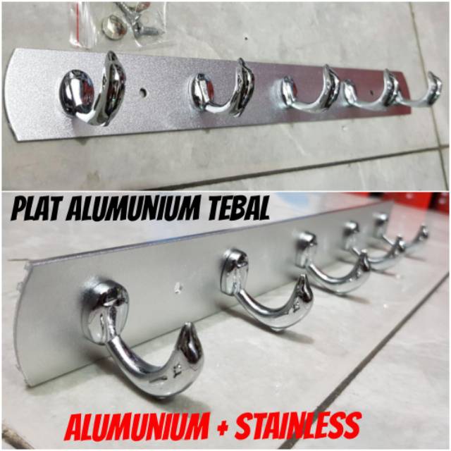Kapstok alumunium stainless 5 kait PROMO TERMURAH