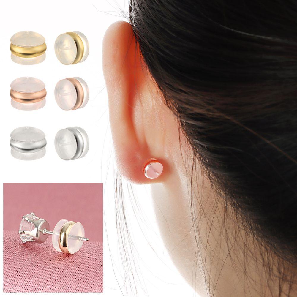 Suyo 10Pcs Karet Telinga Belakang DIY Ring Earring Studs