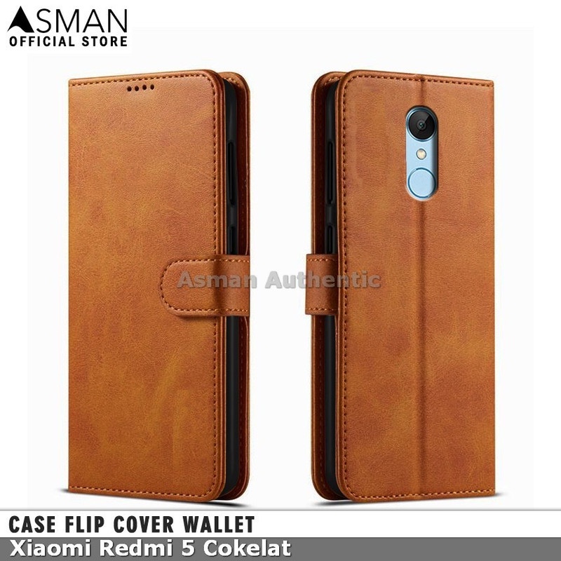 Asman Case Xiaomi Redmi 5 Leather Wallet Flip Cover Premium Edition