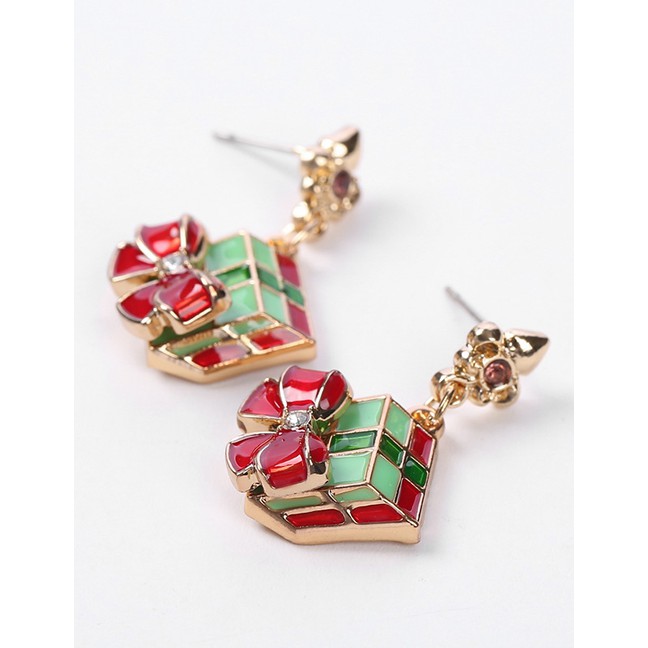 LRC Anting Tusuk Fashion Red Christmas Gift Box Earrings F90552