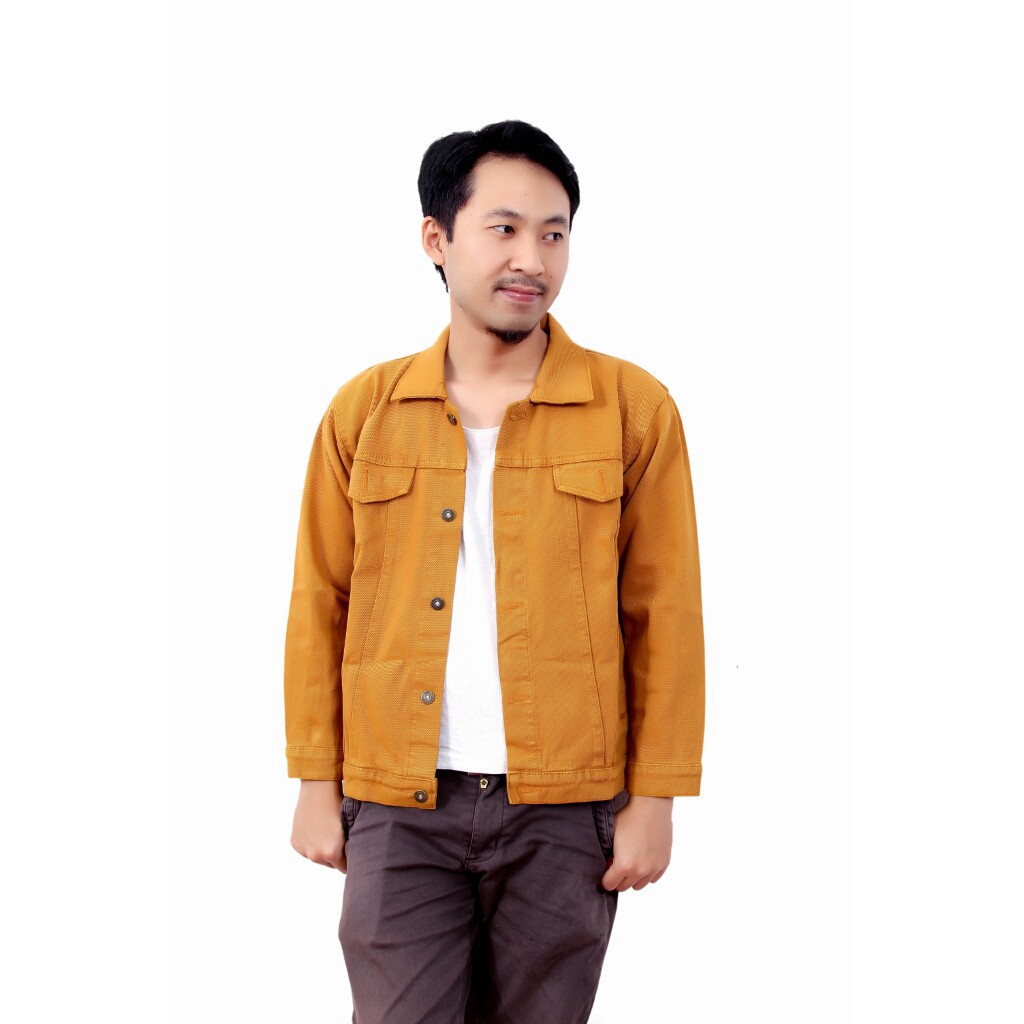 Jaket Jeans Premium Pria Dongker - Saku Dalam