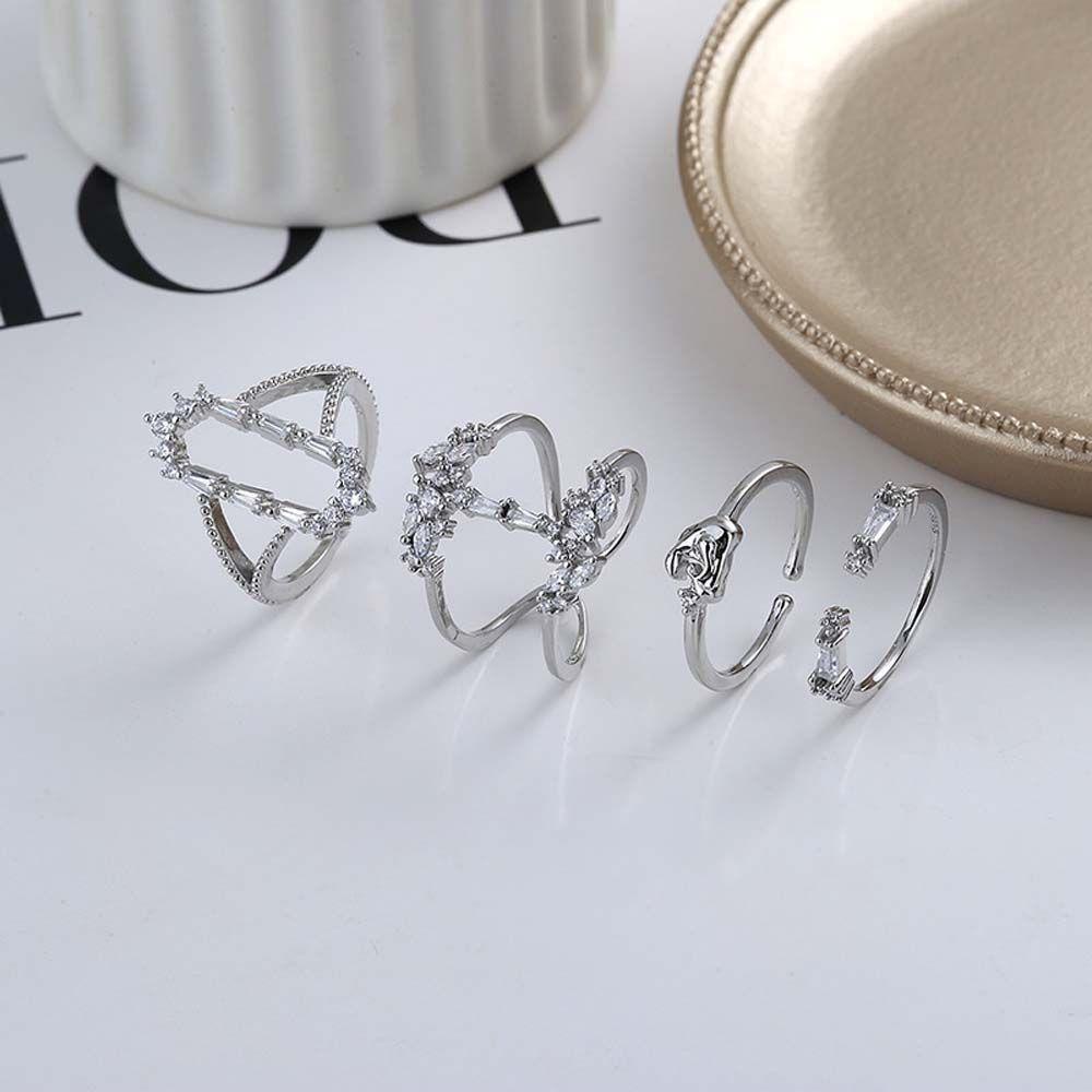 Mxbeauty Wanita Pembukaan Cincin Drop Rumbai Adjustable Perak Hadiah Gadis Jari Perhiasan Aksesoris Pesta V Bentuk Rings