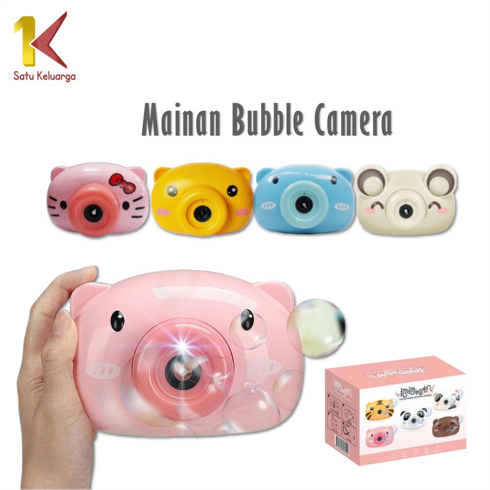 Satu Keluarga Mainan Bubble Camera M92 Mainan Gelembung Sabun Bentuk Kamera Buble Ada Lampu dan Musi