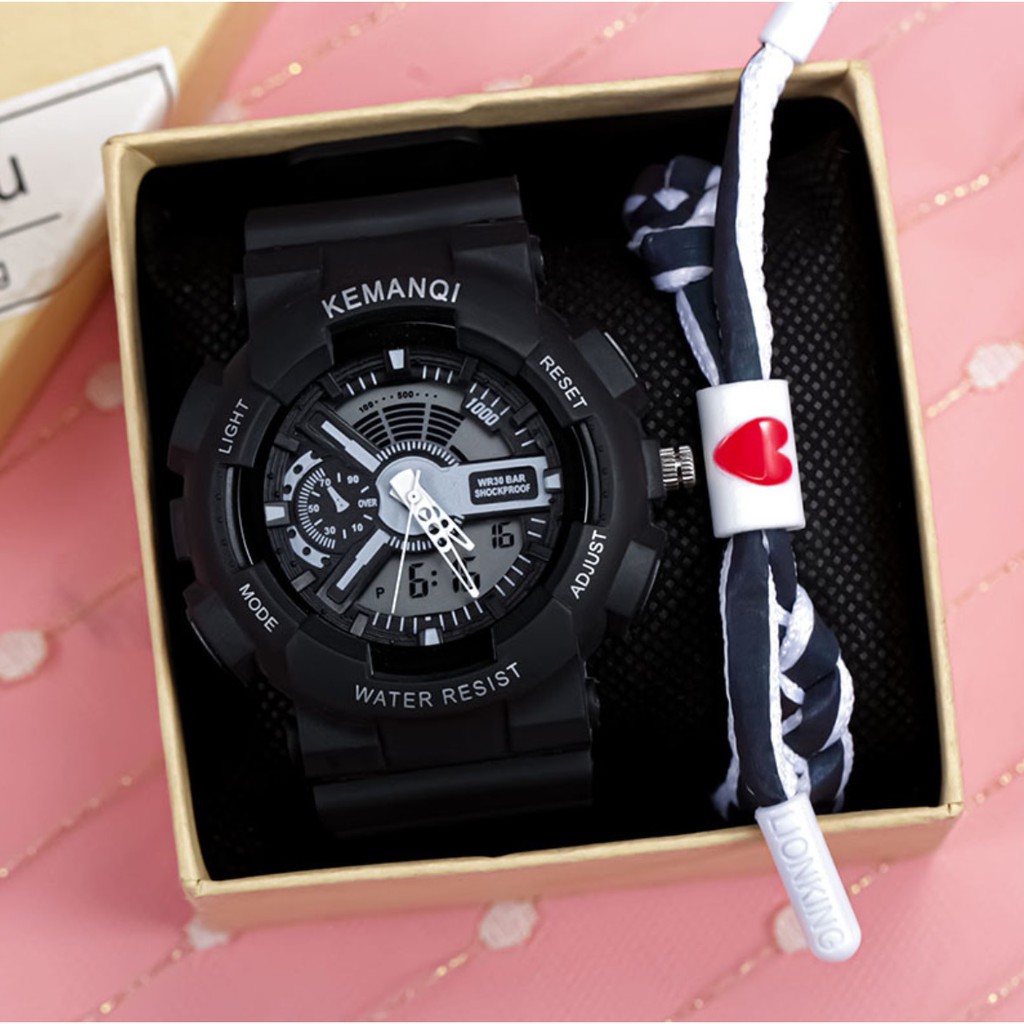 Jam Tangan Semi Digital Sport KEMANQI Watch Unisex Watches untuk Pria Wanita Korea Fashion Unicorn