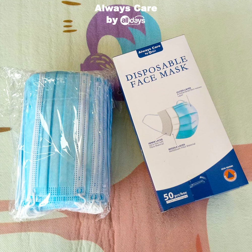 Allways Care by Alldays Masker Disposable Facemask 3 Ply Dewasa isi 50 (2 pilihan warna)