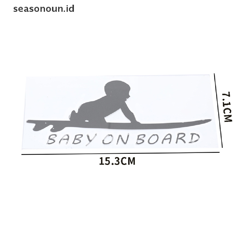 Stiker Vinyl Motif Baby On Board Surfboard Untuk Jendela Mobil Truk