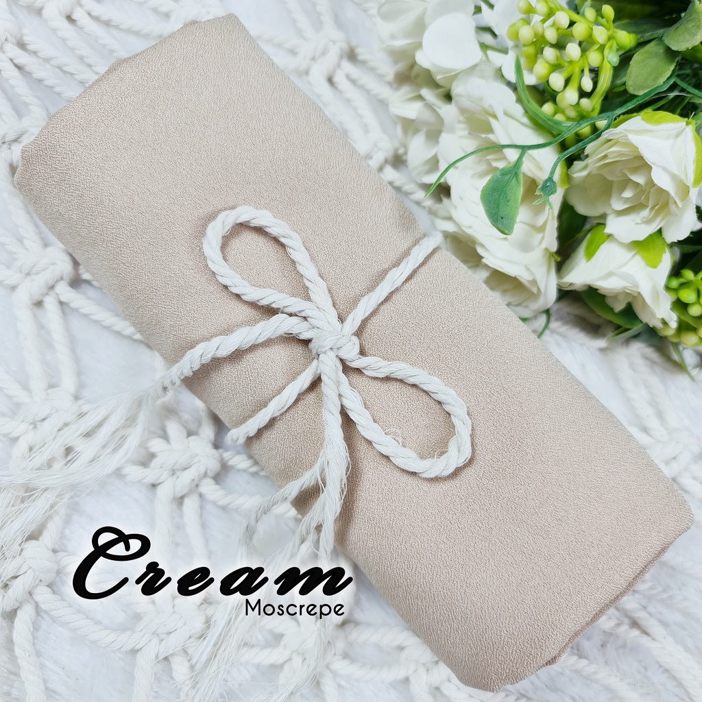 Jilbab instan khimar XL ped antem, belakang panjang segitiga hijab bergo,MOOSCREPE kerudung syar'i-KHIMAR XL CREAM