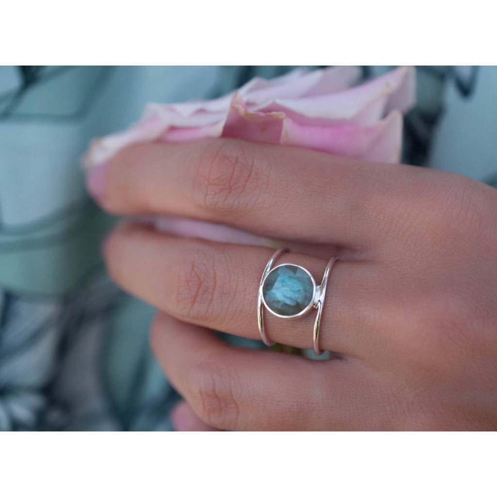 Cincin Sterling Silver 925 Dengan Batu Hias Biru Laut Untuk Wanita Ccb22