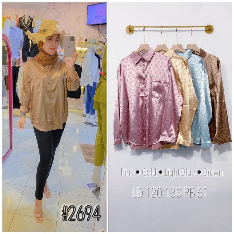 Kemeja Oversize Satin LV #2694