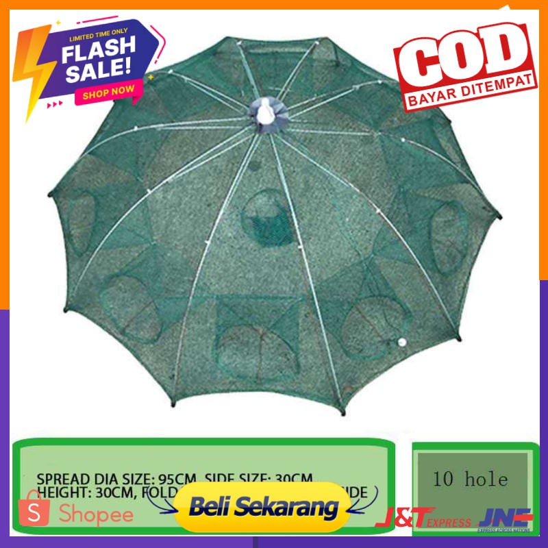 Jaring Pancing Ikan Hexagonal 10 Hole Fishing Net Trap Cage - H14572