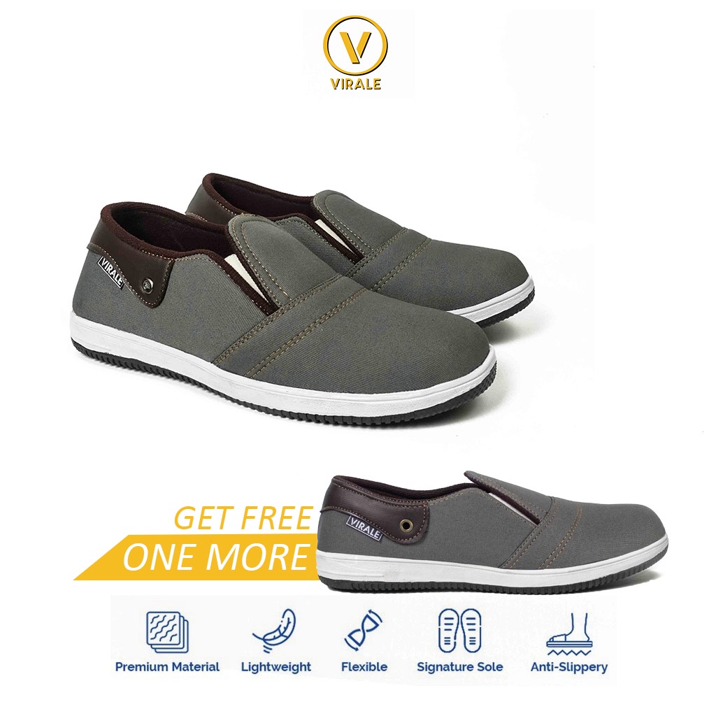 Sepatu Casual Pria - Sepatu Fashion - Sepatu Bundling Slip On CS 001 ABU