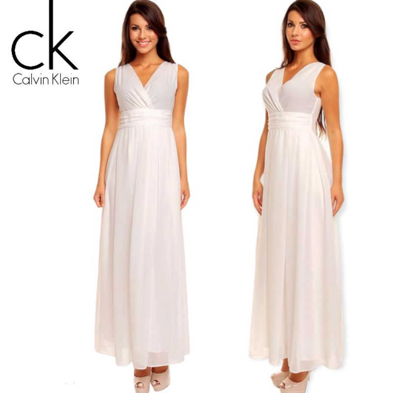 CK White Outer Dress/Calvin Klein Cardigan Outerwear Branded Original Sisa Ekspor