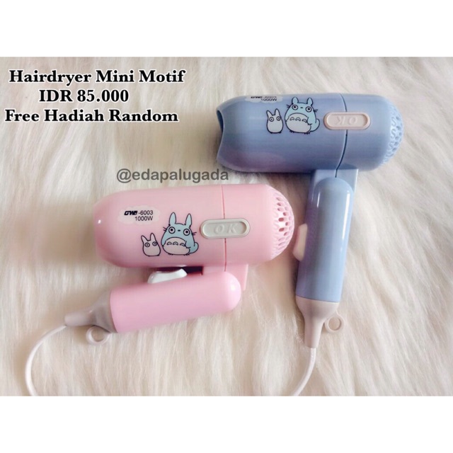 hairdryer mini motif ladystar LS-357 Ori, hairdryer lipat , catokan 2in1 , sisir catok , sisir blow