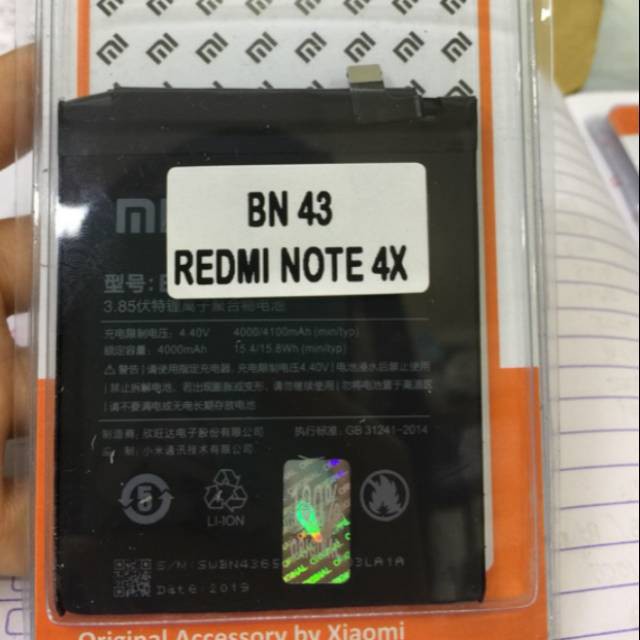 BATERAI BATTERY BATRE XIAOMI REDMI NOTE 4X BN43 Ori