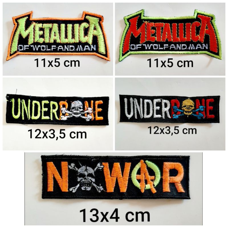 BORDIR/EMBLEM METALICA,UNDERDONE,NO WOR UKURAN KECIL