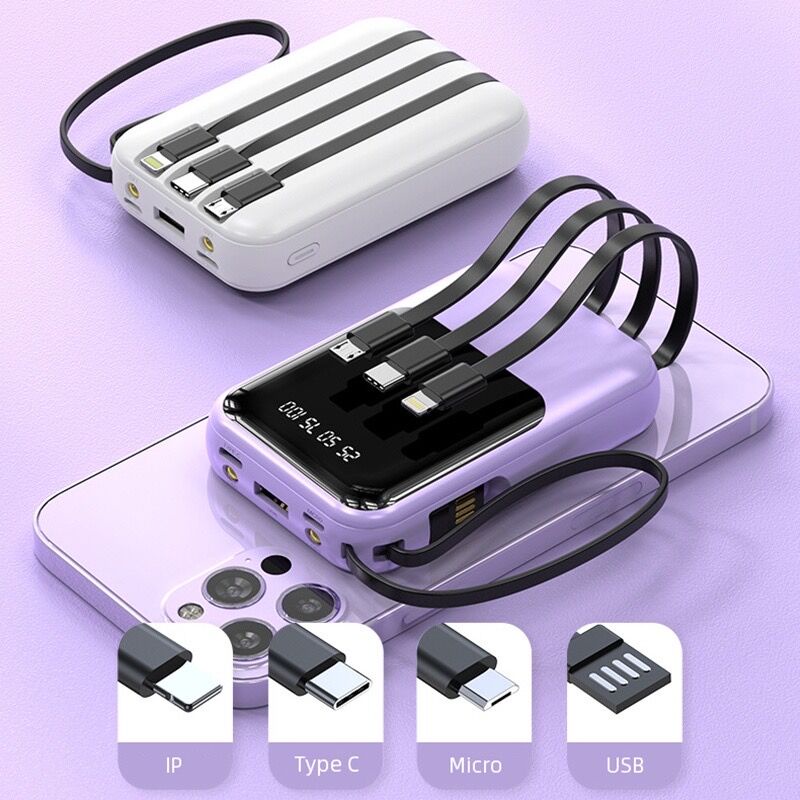 Powerbank 30000 mAh Fast Charging mini size with 4 kabel data usb Power bank