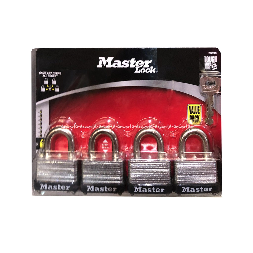 Master Lock Padlock Gembok 38mm 4pcs Dengan Kunci Yang Sama Masterlock Gembok 1set