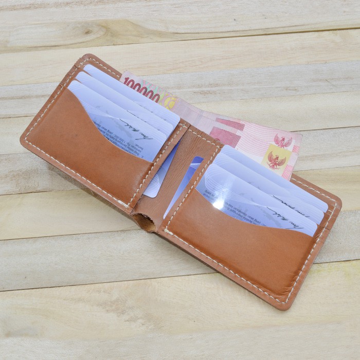 dompet pria kulit sapi asli warna tan | bifold wallet melengkung