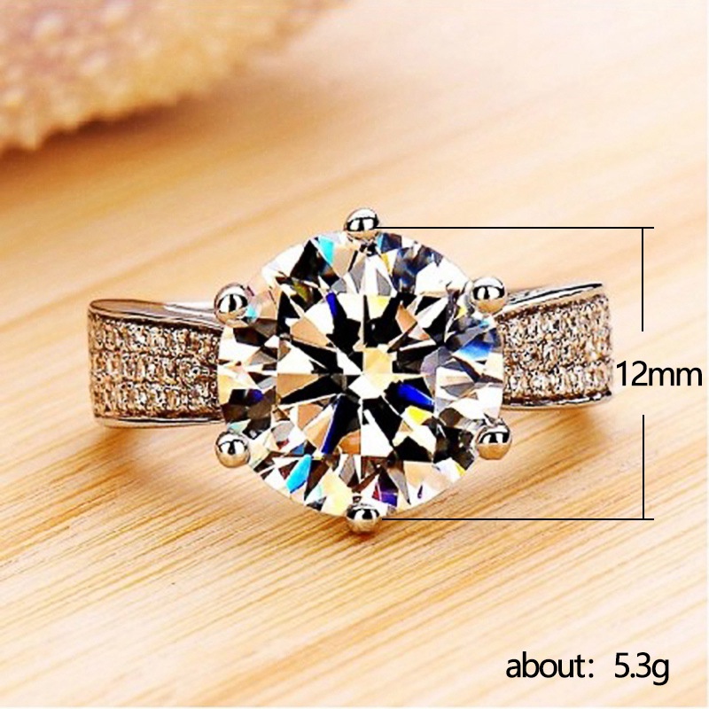 Cincin Kristal Cubic Zirconia Ukuran 12mm Untuk Wanita