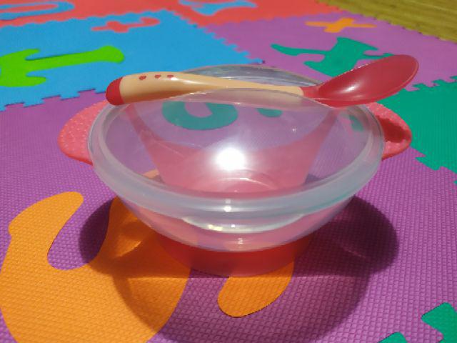 Set Mangkuk Makanan Dengan Sendok Sensor Temperatur Untuk Latihan Makan