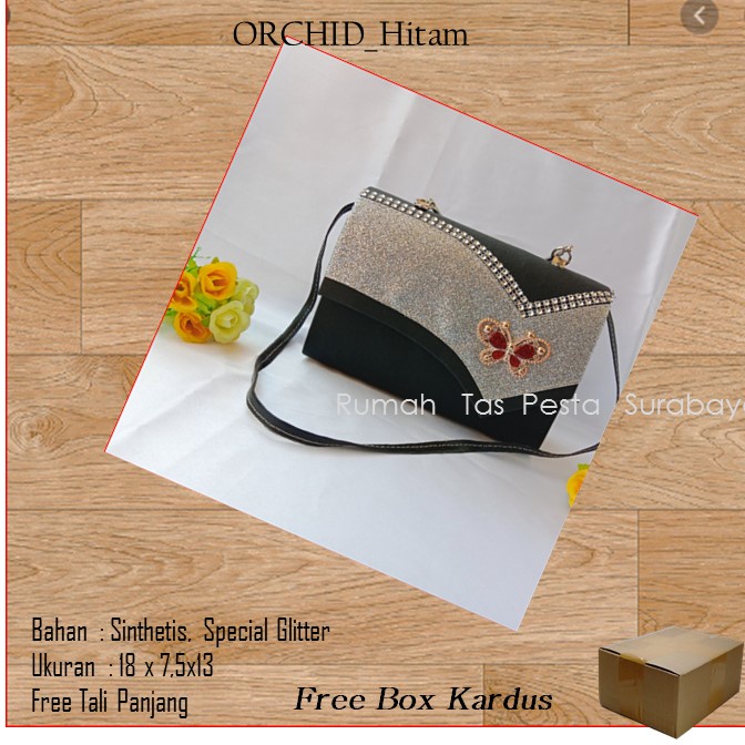 Tas Gliter,Tas Cantik,Tas Elegant,ORCHID_Hitam