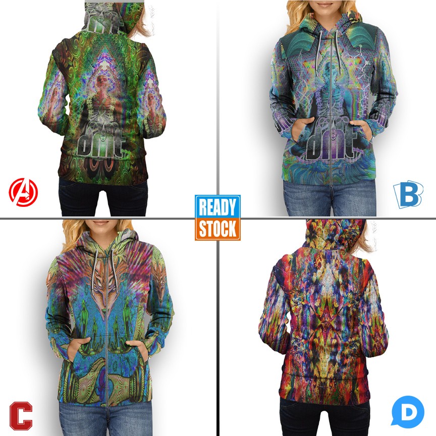 Jaket Hoodie Ayahuasca Trippy Psychedelic Mushroom Artistic SKU-7434106510508 Hoodie Fullprint Casua