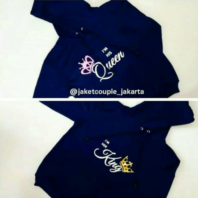GRATIS CUSTOM NAMA-JAKET /SWEATER/JUMPER / ZIPPER HOODIE KING QUEEN CROWN COUPLE PASANGAN / KELUARGA