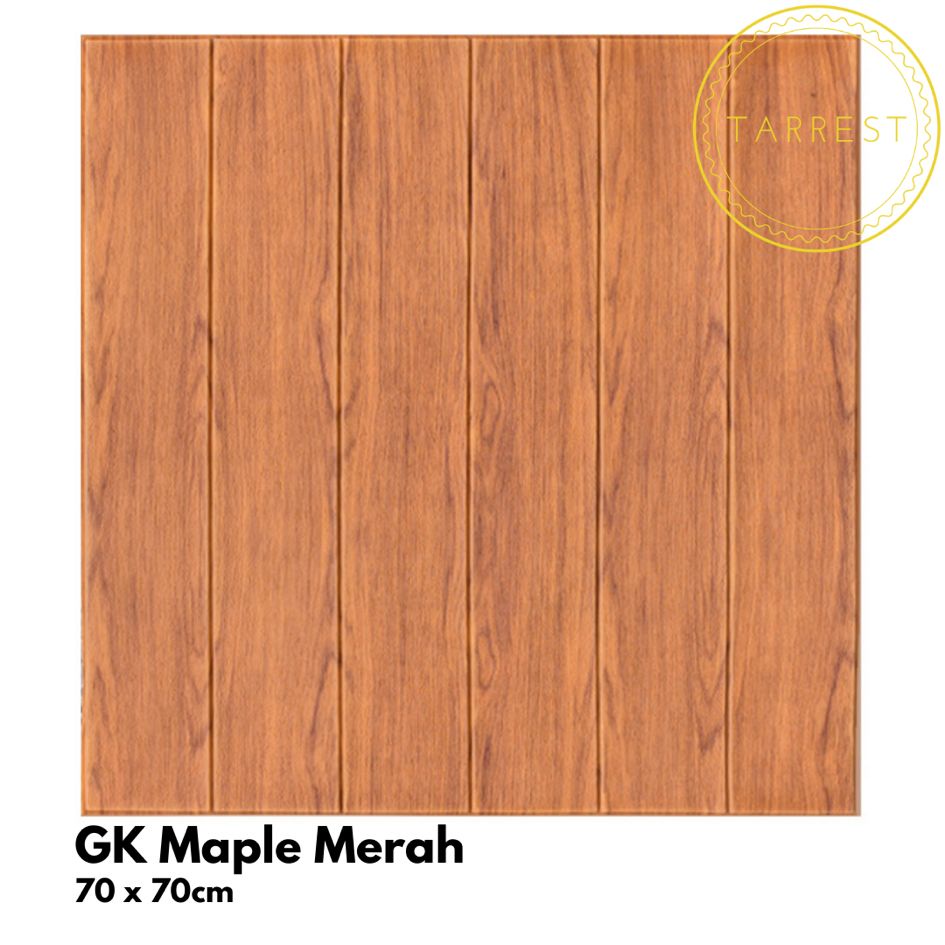 Wallpaper Dinding Foam 3D MOTIF KAYU 70 X 70CM 3MM-GK Maple merah 3mm