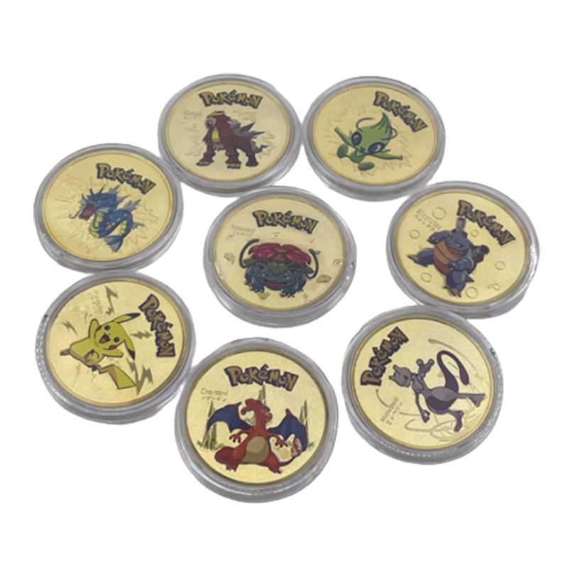 Koleksi Koin Permainan Pokemon Gold Anime Lapis Emas Pikachu Commemorative Coin