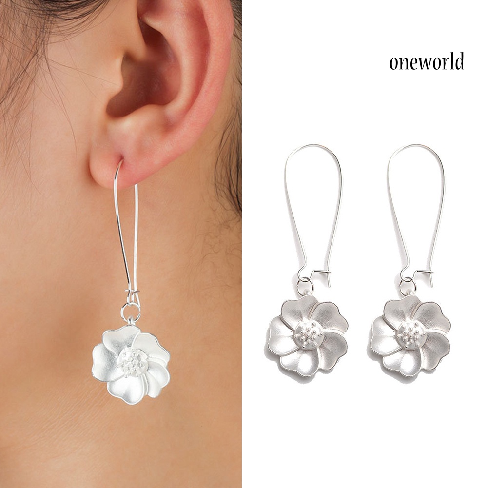 OW@ Elegant Women Flower Drop Dangle Hook Earrings Wedding Bridal Party Jewelry Gift