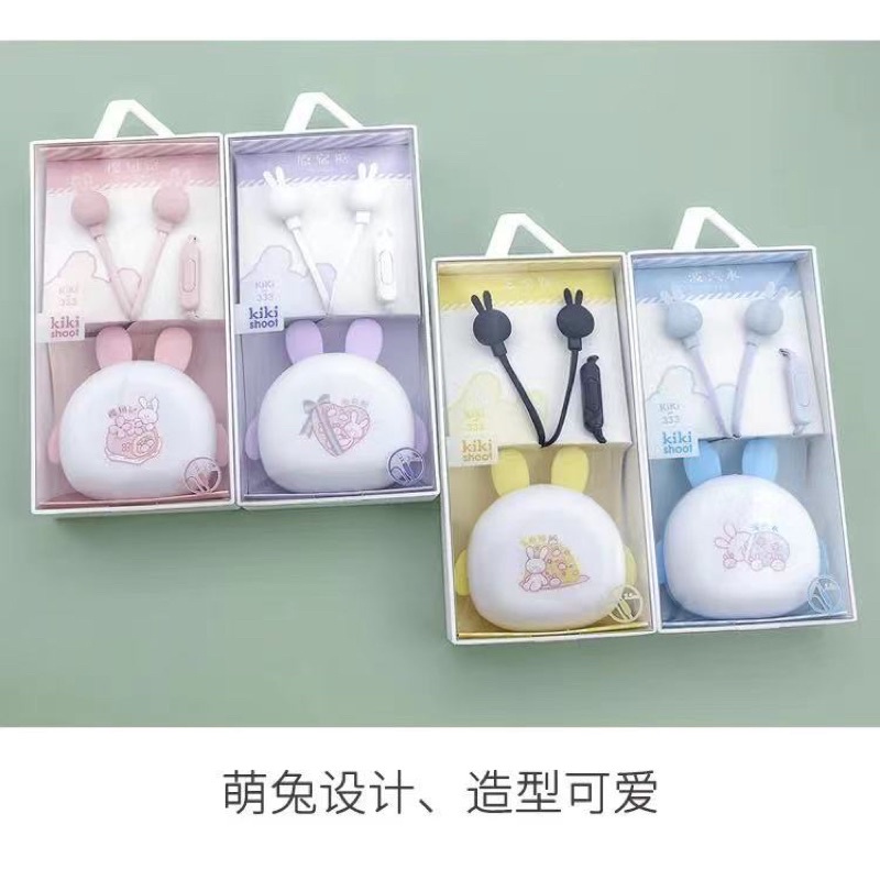 [ KI -333 ] Set Headset Earphone Lovely earphone Rabbit KIKI SHOOT   /Wadah  penyimpanan Earphone Karakter KIKI SHOOT