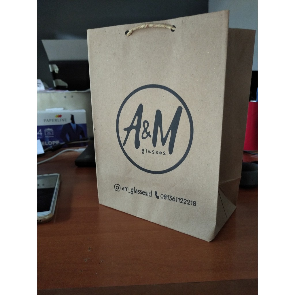 

Paper bag coklat kecil + sablon P18xL6xT24 cm