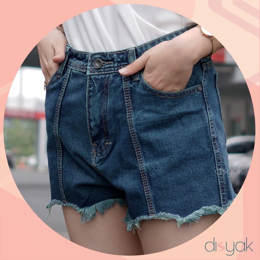 DISYAK - Hotpants Jeans Belah Tengah Bio Green 1010-2010