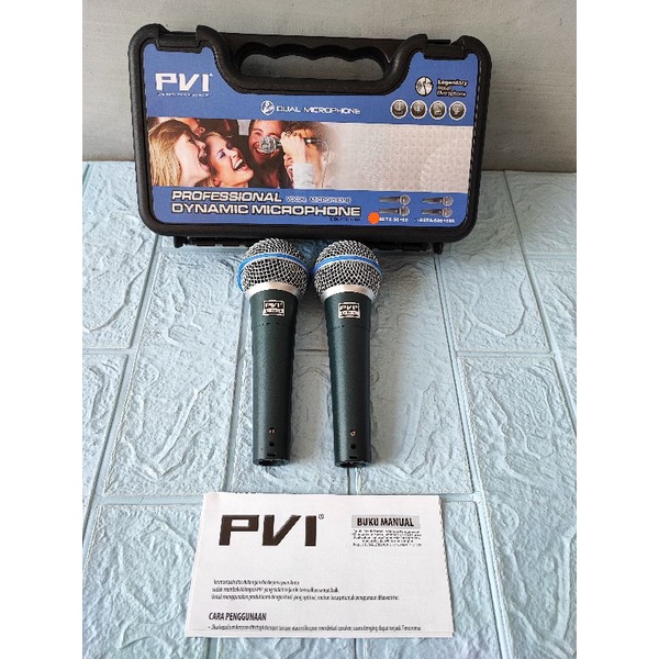 Mic Dynamic PVI Beta58 Beta 58 Koper isi 2 Mic Tanpa Saklar Mik Vokal Kabel BETA-58 Microphone Wire