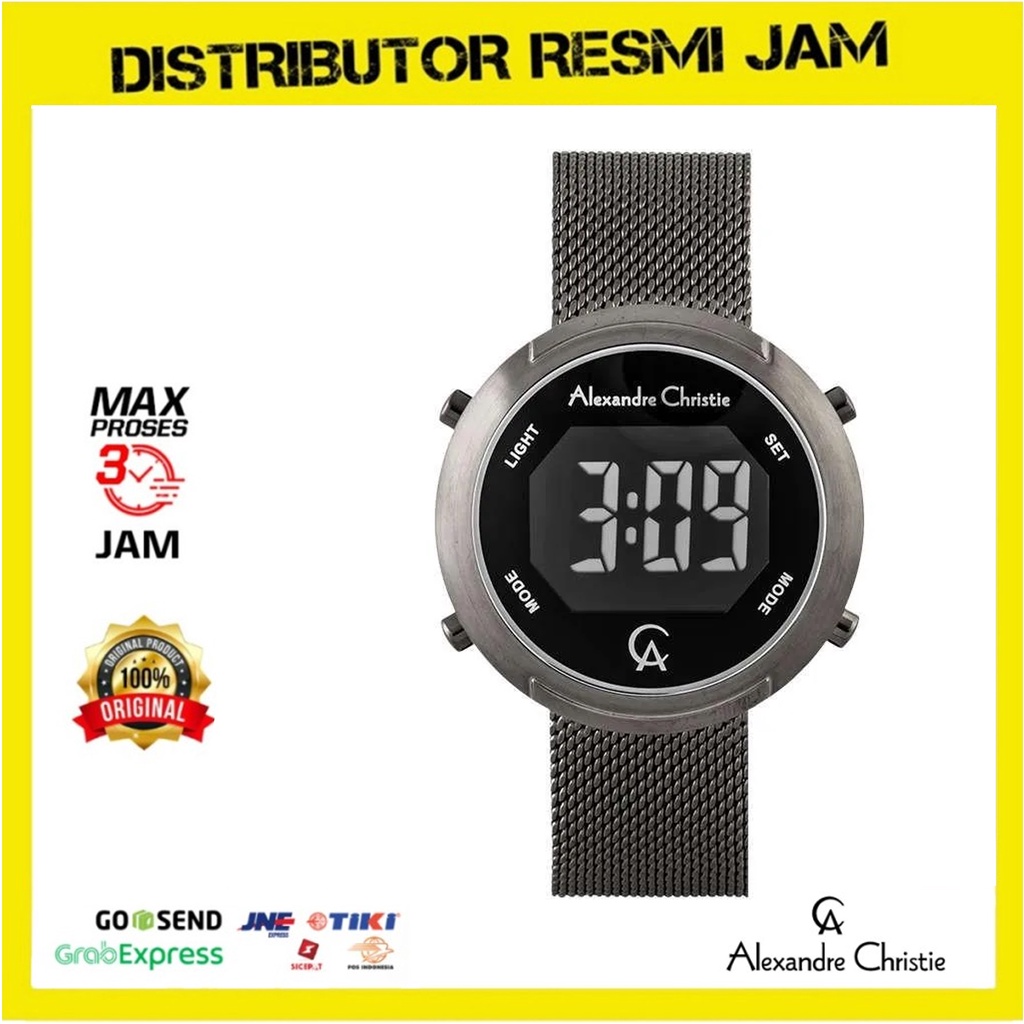 Jam Tangan Wanita Alexandre Christie Digital AC9337LH AC 9337 LH AC9337 LH AC 9337LH All Black Stain