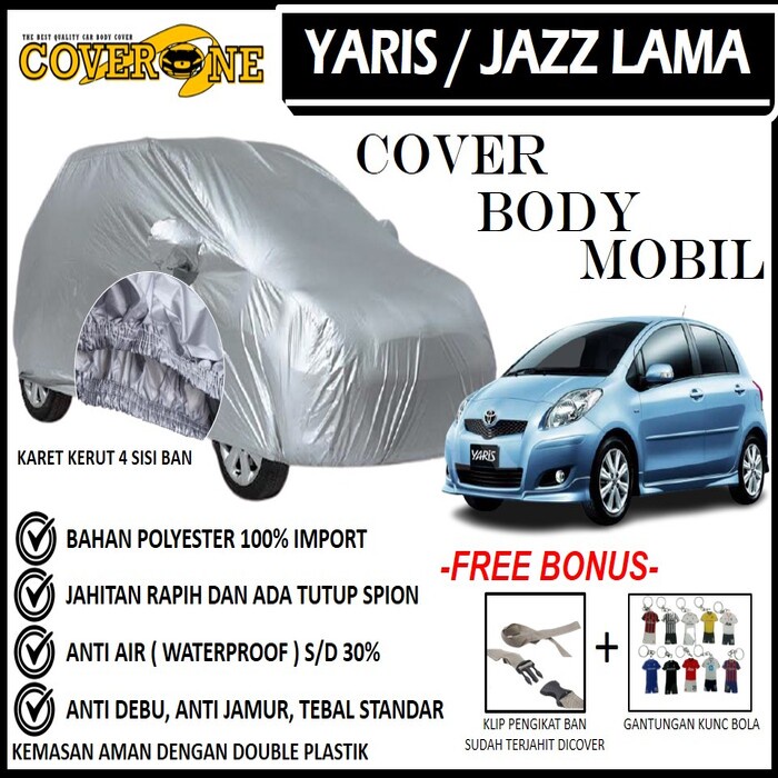 Selimut Sarung Body Cover Mobil Yaris / Mantel Penutup Mobil Yaris / Cover Mobil Outdoor Indoor / Selimut Mobil / Sarung Mobil / Cover Mobil Waterproof Anti Air Free Pengikat Ban