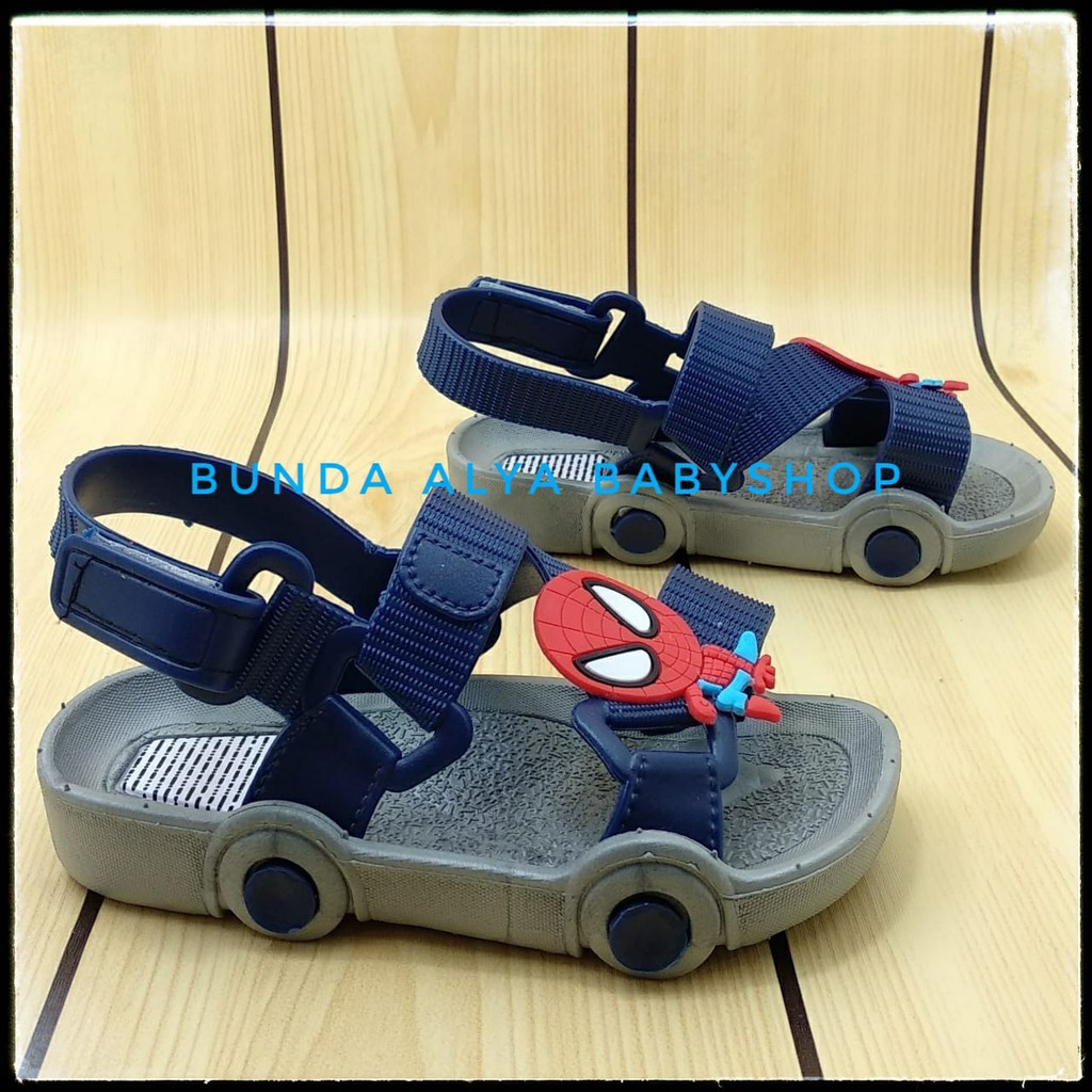 Sendal Anak Laki Laki IMPORT Usia 2 Tahunan Karet Anti Licin - Sepatu Sandal Anak Cowok Lentur ABU Kartun Size 28