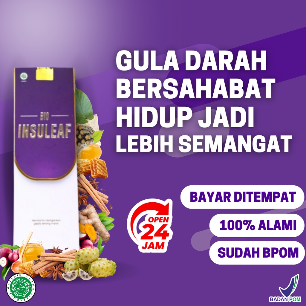 PAKET 1 BIO INSULEAF Herbal Alami Turunkan Gula Darah - Ringankan Gejala Kencing Manis | Solusi Atasi Gula Darah Tinggi 250ml