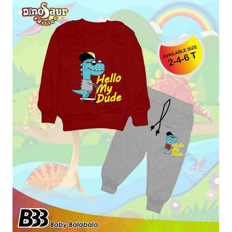 Setelan Sweter Jogger Dino