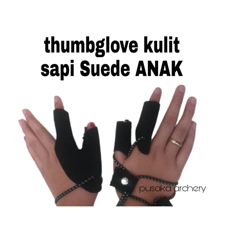 pelindung tangan panahan thumbglove kulit sapi Suede thumbglove anak