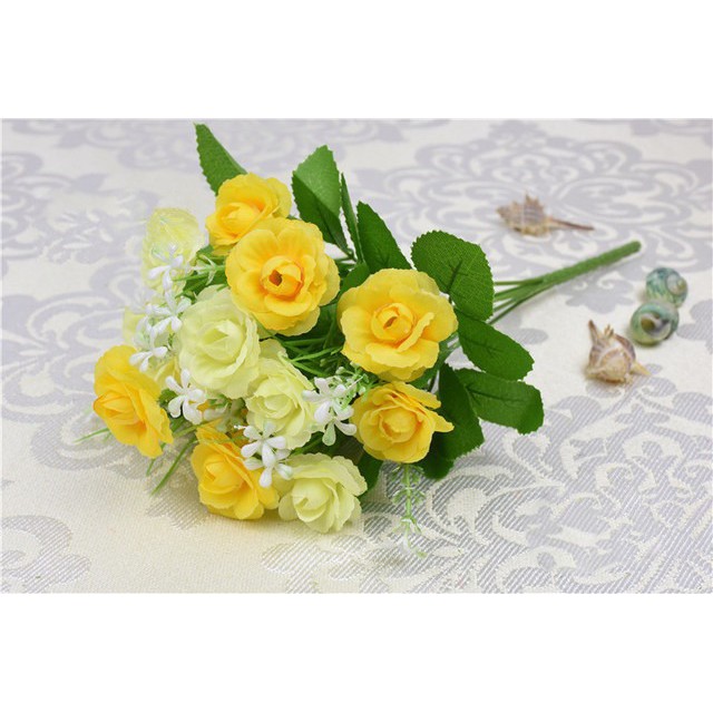 COD BUNGA MAWAR  BUNGA TANGKAI PLASTIK BUNGA ARTIFISIAL BUNGA PAJANGAN IMITASI BUNGA HIASAN BT9008-KUNING