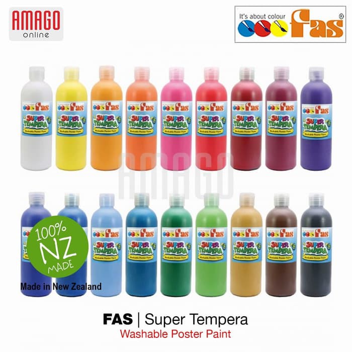 Paket 3 Warna FAS Super Tempera - Yellow - Blue - Red Set - 3 x 500 ml